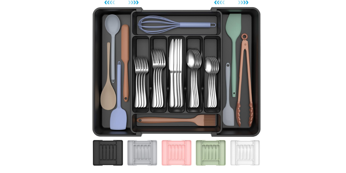 2. ukeetap Extra Large Expandable Silverware Organizer — Best for Large Drawers