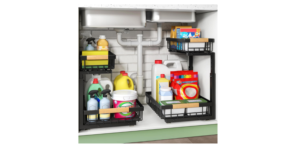 2. Kitstorack 2 Tier Pull Out Cabinet Organizer — Best for Two-Level Storage