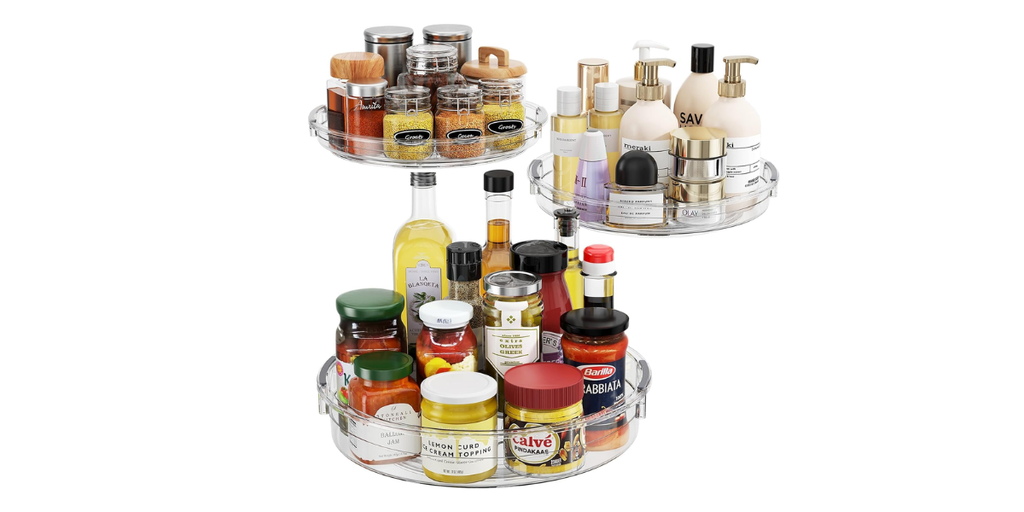 3. LAMU 3 Pack Lazy Susan Organizer Turntable: Best for Multiple Cabinets