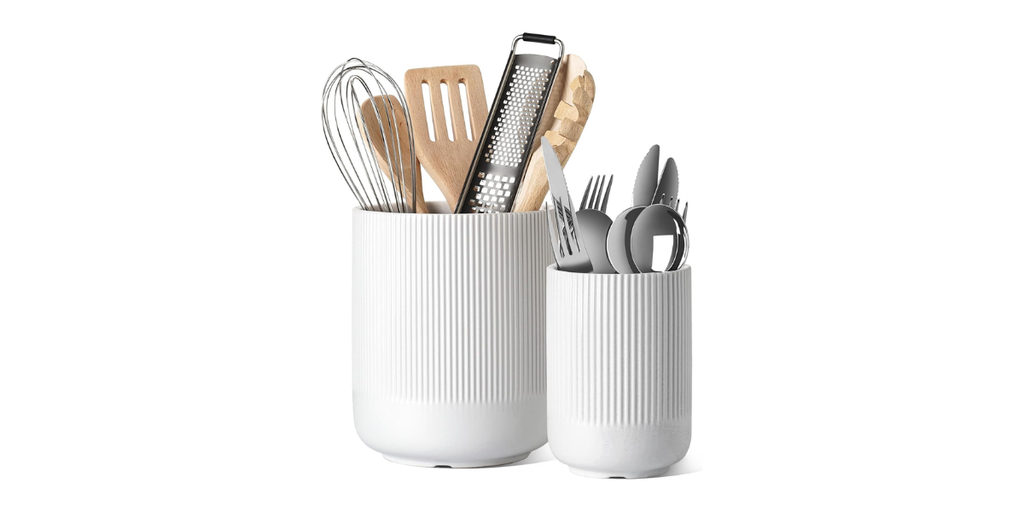 3. LE TAUCI Ceramic Utensil Holder Set — Best for Cooking Utensils