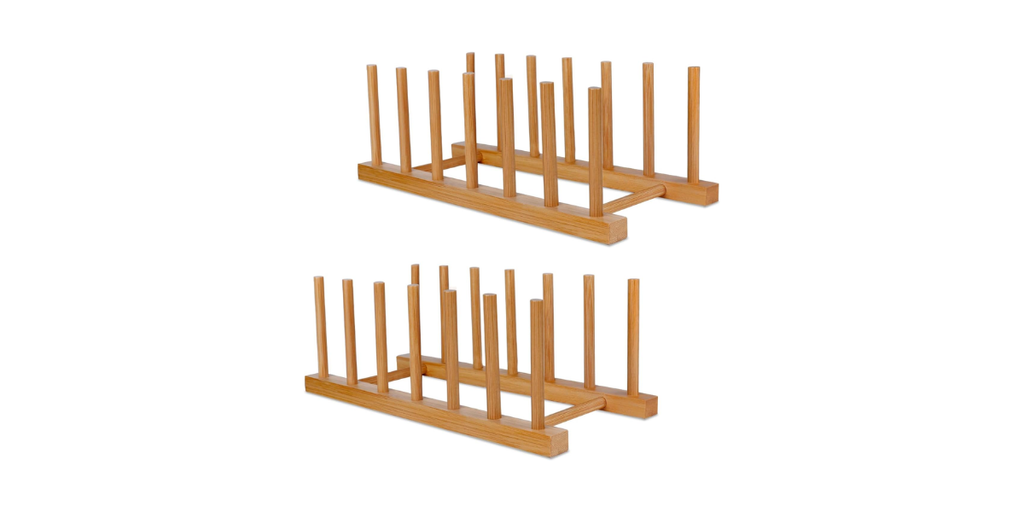 3. SAMEBUTECO Bamboo Wooden Dish Rack — Best Bamboo Option