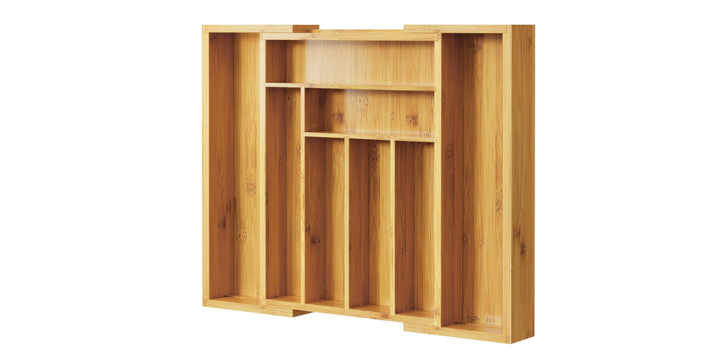 4. Pipishell Bamboo Expandable Silverware Drawer Organizer — Best Bamboo Option