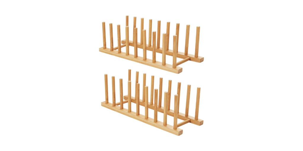 4. HBlife 2 Pack Bamboo Dish Rack — Best for Multiple Kitchen Items