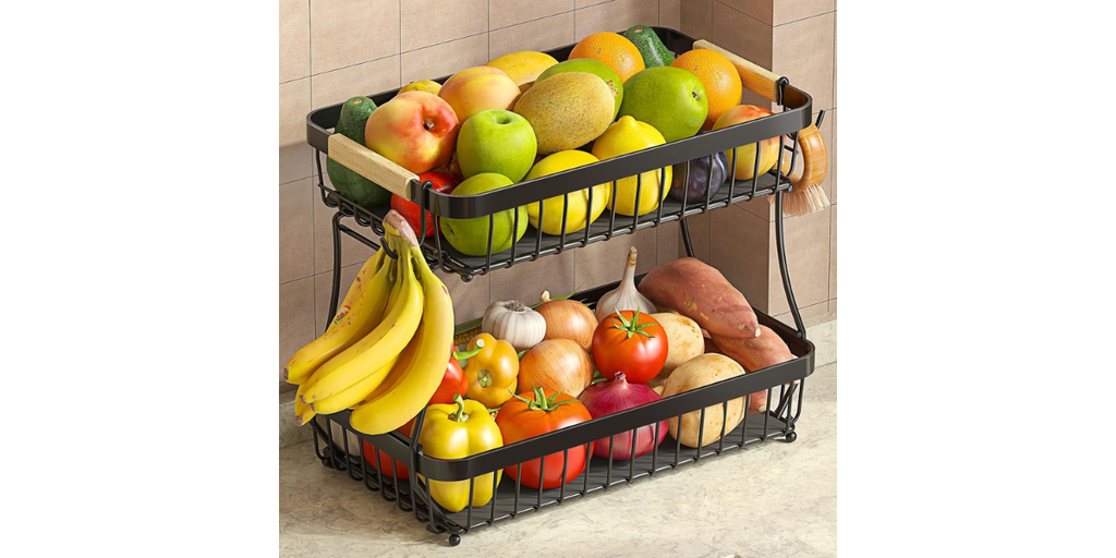 4. Sevenblue 2 Tier Large Fruit Basket — Best for Produce