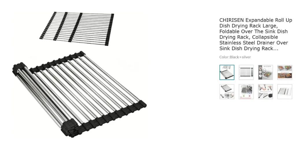 CHIRISEN Expandable Roll Up Dish Drying Rack Large — Best for Flexibility
