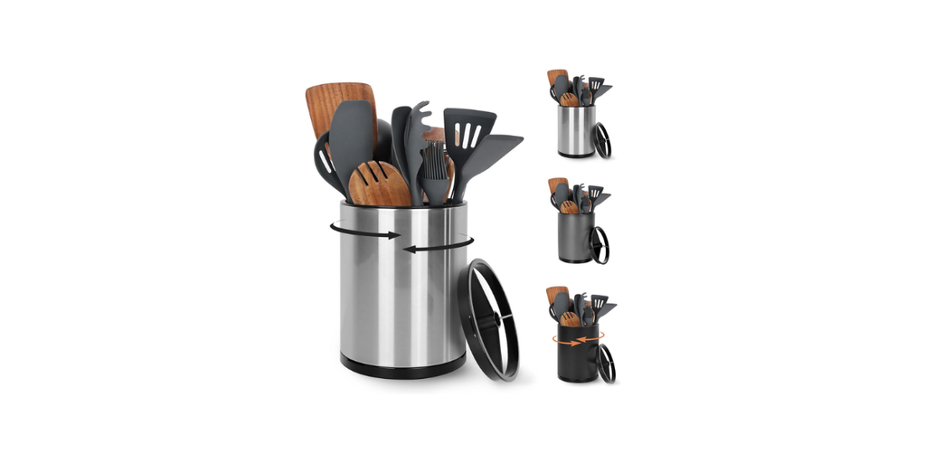 4. Nigelia Extra Large Rotating Utensil Holder: Best for Large Utensil Collections