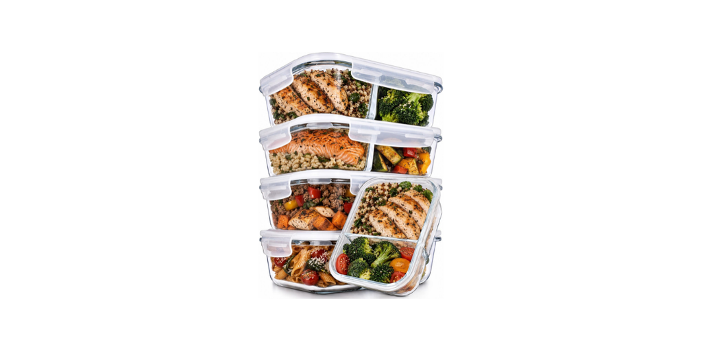 5. Prep Naturals Glass Meal Prep Containers — Best Multi-Compartment Option
